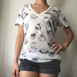 Adorable Desserts V-Neck Short Sleeve Tee